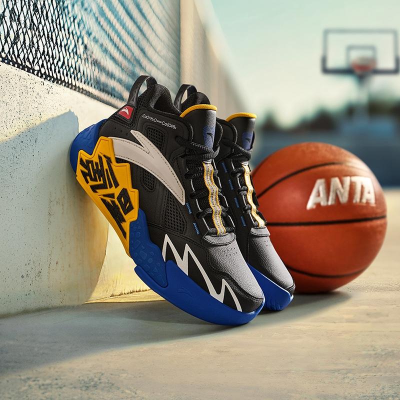 Anta Баскетбольные кроссовки Kids Cement Krypton Professional, детские кроссовки, черные, синие, желтые, A12441107-2