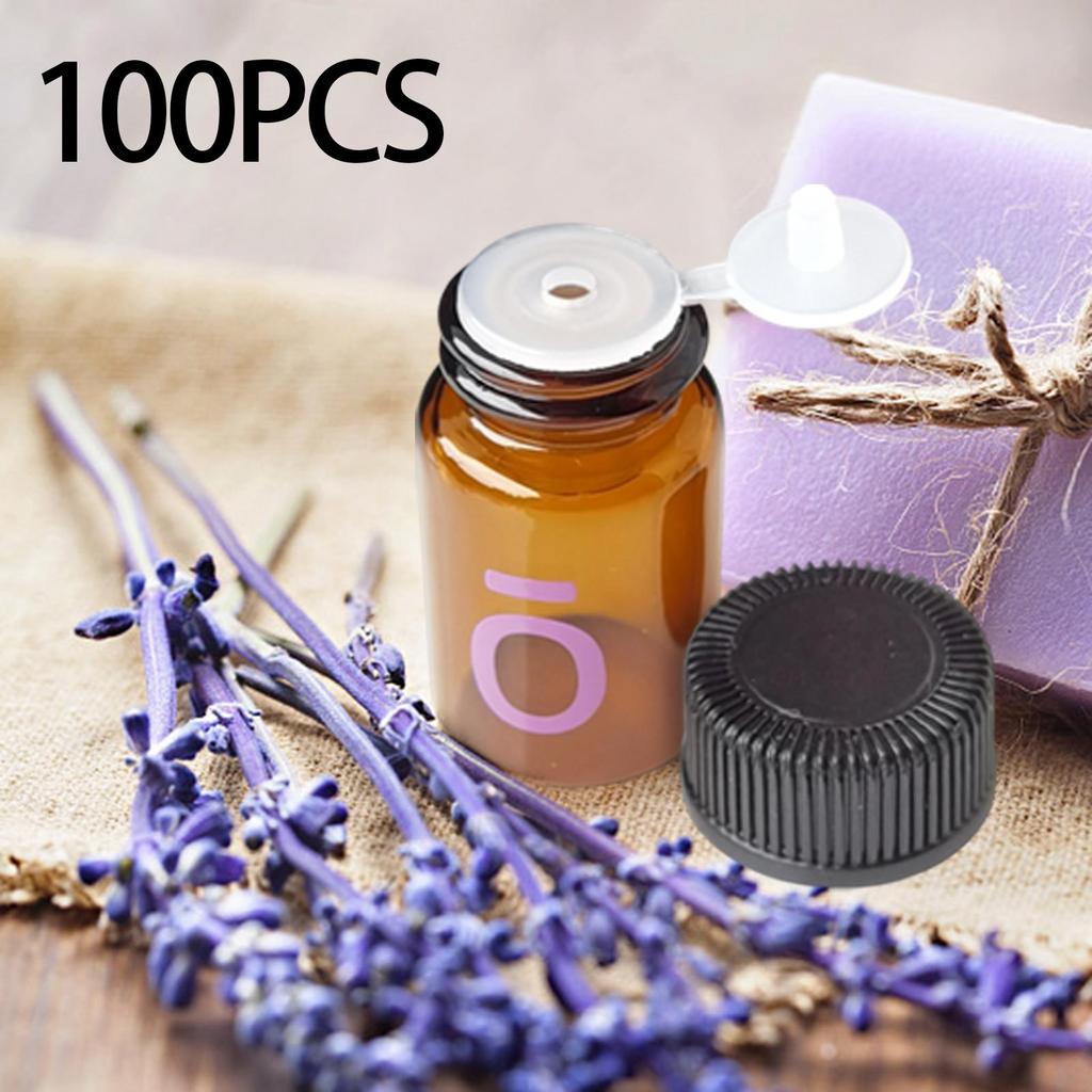 100x Мини-флаконов для эфирных масел с черной крышкой, многоразовые дорожные стеклянные флаконы