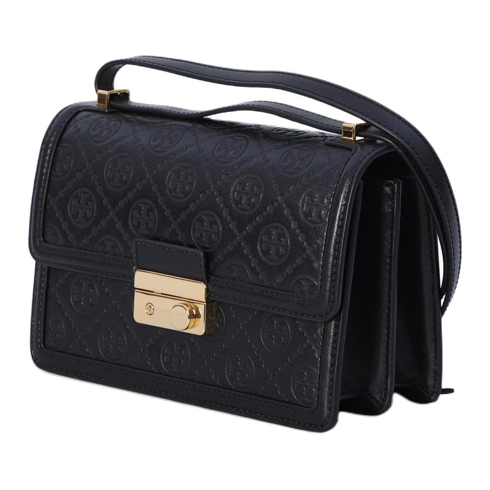 Tory Burch T Monogram Adjustable Strap Leather Crossbody Bag Women bags Black 160210-001