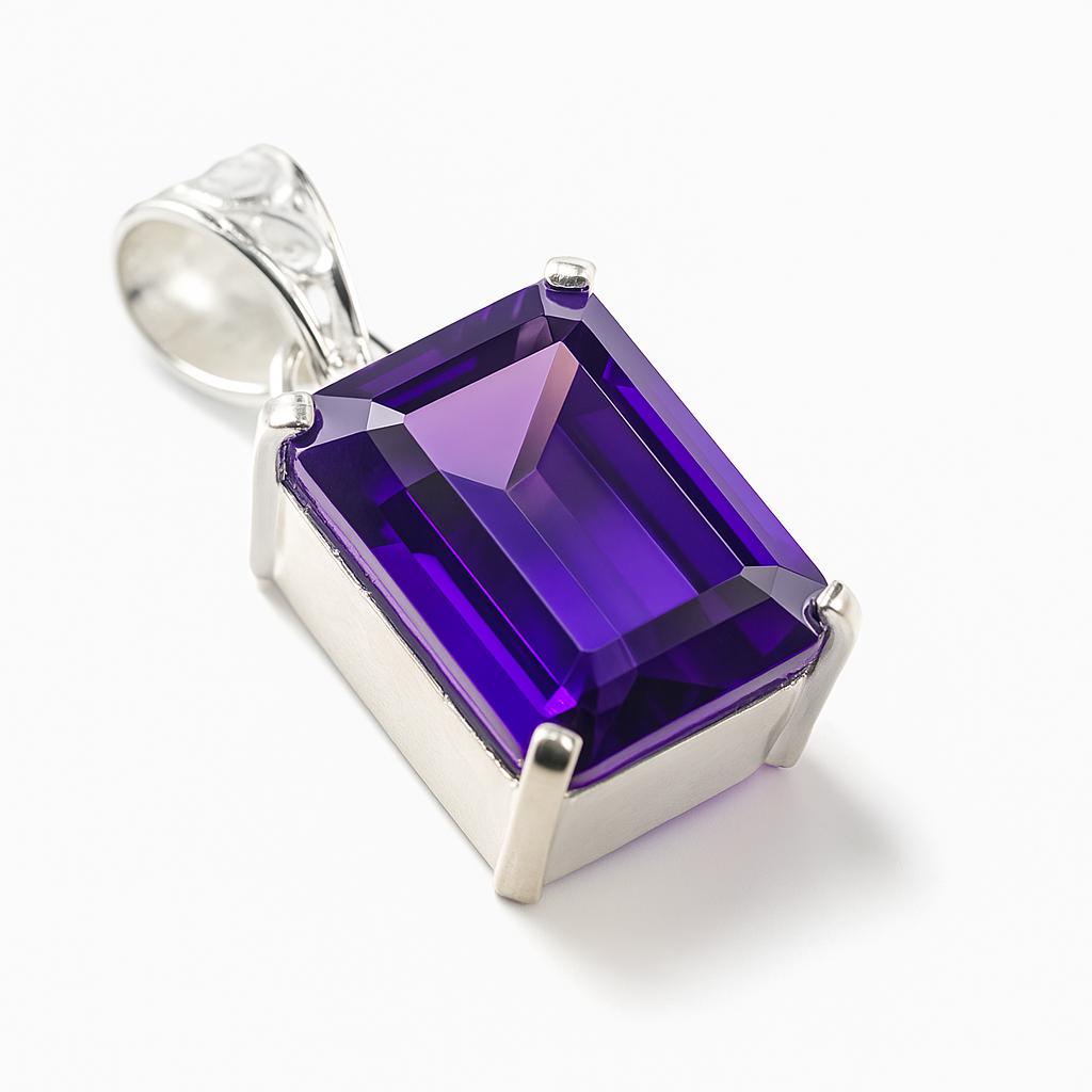 NATURAL Purple Amethyst 30 Ct CERTIFIED 925 Sterling Silver Emerald Gems Pendant AI-22-NS
