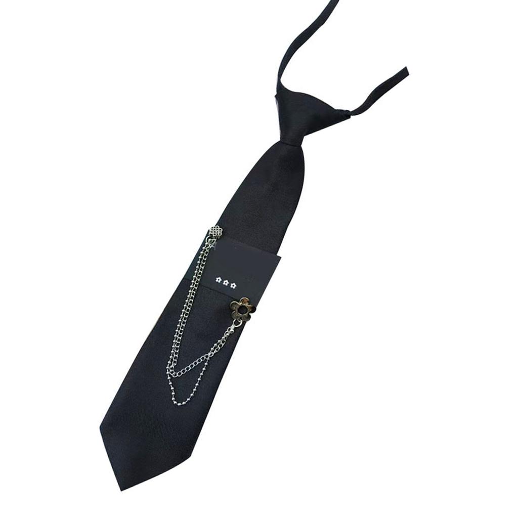 Fashionable Necktie Knotfree Tie with Chain Pendant Popular and Cool Shirt Tie for Adult and Teens Uniform Tie for Party