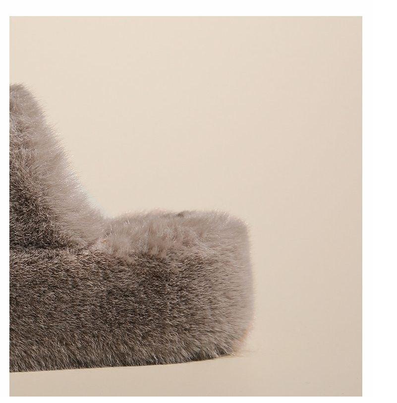 Новые высокие меховые тапочки 42 женские зимние уличные меховые мюли женские теплые шлепанцы женские на высокой платформе пушистые тапочки с открытым носком