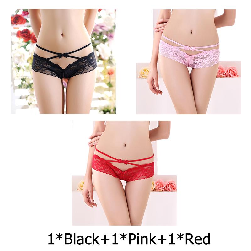 Women's Panties Open Crotch Thongs Sexy Hollow Briefs Underwear Erotic T-Backs Sweet Crotchless Seamless Panty