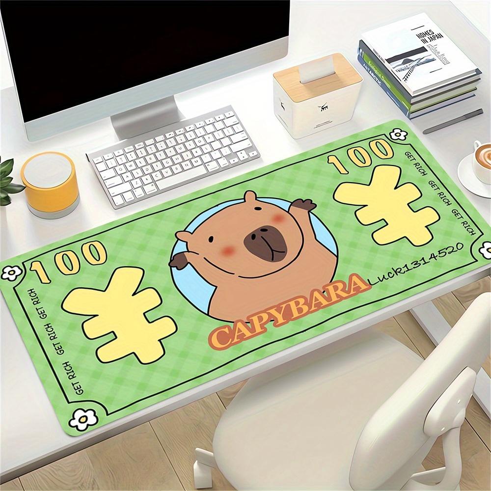 Large Multi-Size Non-Slip Rubber Base Capybara, Rich, Luck Mouse Pad, Stitched Edges Keyboard Desk Mat for School, Office, Home, Gift for Fr