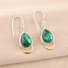 Green Malachite Gemstone 925 Sterling Silver Jewelry Handmade Drop Earrings 1.5" EE-162-21