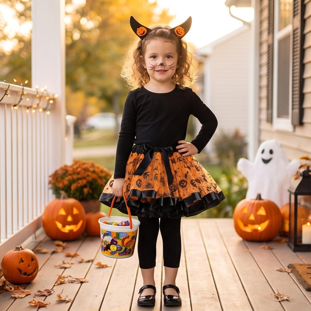 Girls Halloween Dress and Headband Set for Fancy Dress Costume Party