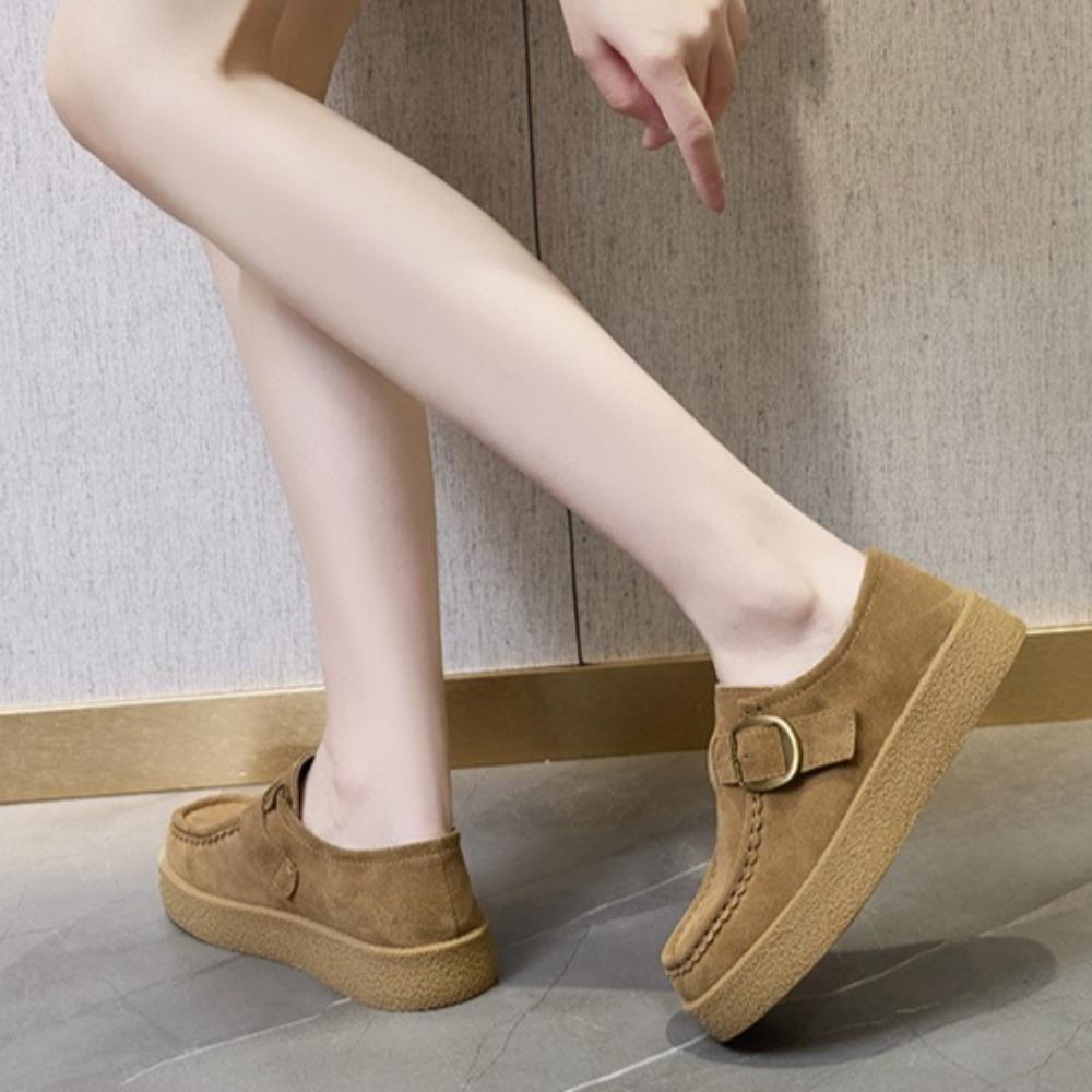 Женские лоферы из натуральной кожи, женская обувь, весенние новые матовые кожаные повседневные туфли, женские туфли на платформе с ремешком и пряжкой