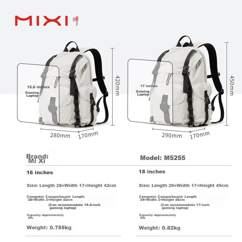 Mixi Large Capacity Backpack for Women And Men, 15.6-Inch Laptop Bag, Lightweight Outdoor Hiking Travel Bag, School Bag