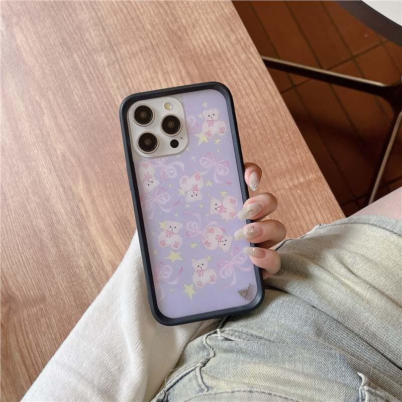 Phone Case IPhone 17 Pro Max 16 15 14 13 12 Cute Bear Bow Design Shockproof Protective Cover