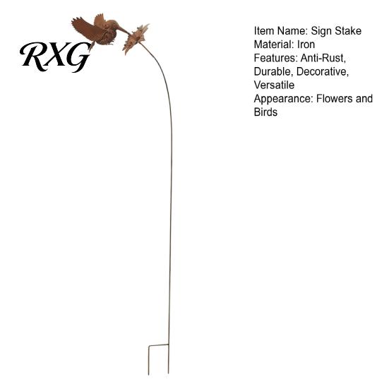 Decorative Metal Stakes for Yard Wrought Iron Hummingbird Flower Garden Stake, Art, Weatherproof Inserts Anti-Rust Decor Sign Balcony Windowsill