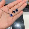 Sace Gems Классические винтажные кольца из медного сплава с синим цирконием, серьги-подвески, ожерелье, комплекты ювелирных изделий, подарки для свадебной вечеринки