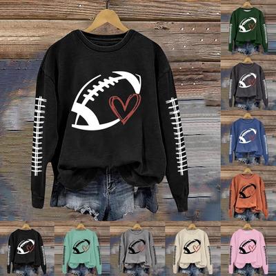 Женская мода повседневный длинный рукав принтованный круглый вырез свитер топ