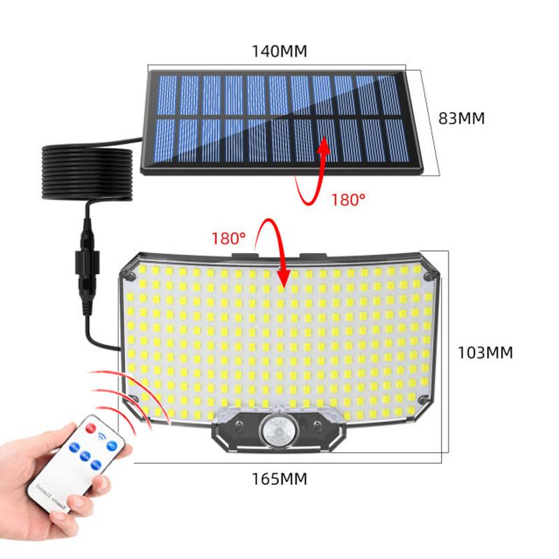 Solar Lights Outside Motion Sensor Solar Powered Security Flood Light Waterproof Wide Angle Remote Control for Wall Shed Garden