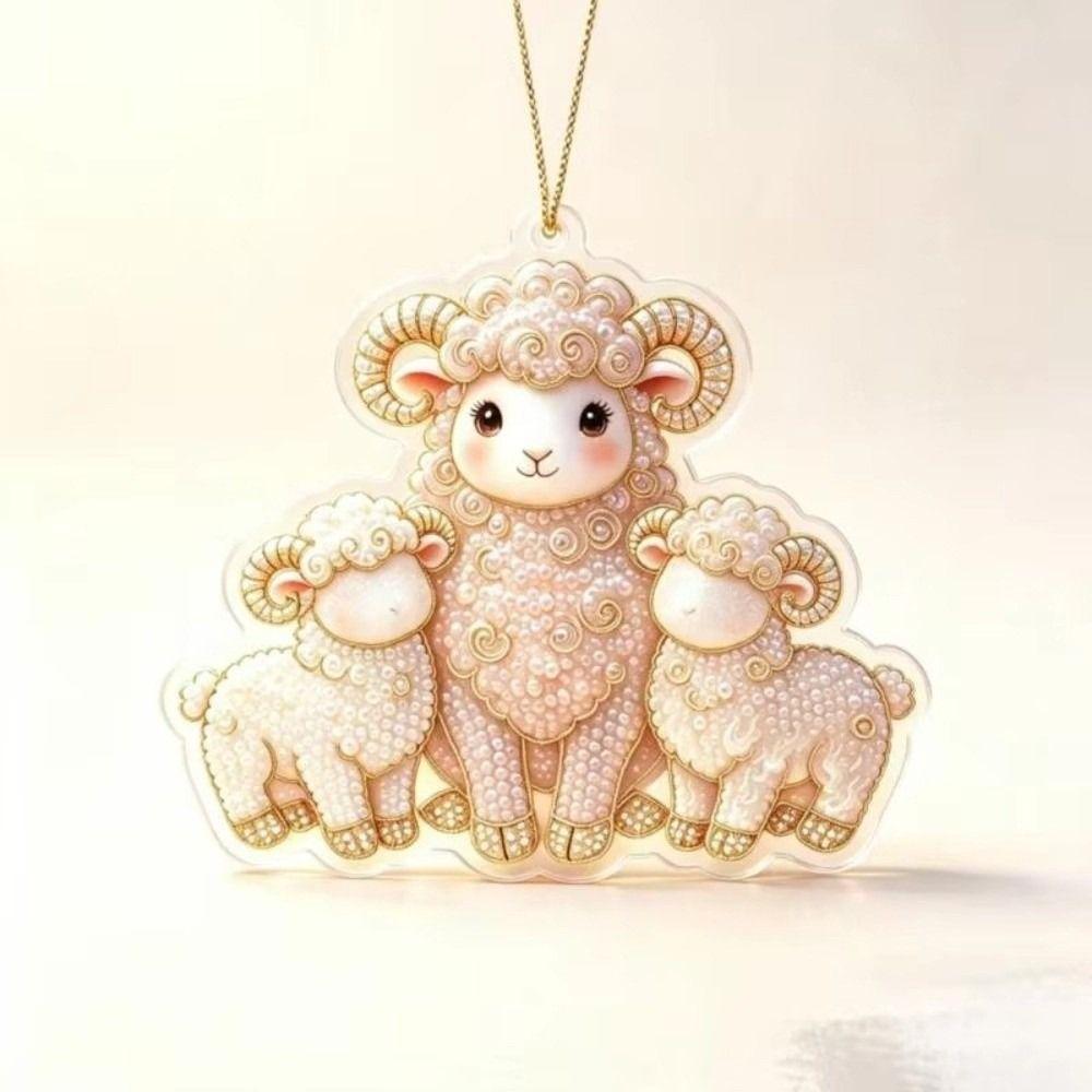 2D Flat Goat Hanging Ornament Set Shining Animal Hanging Decoration Holiday Party Decor