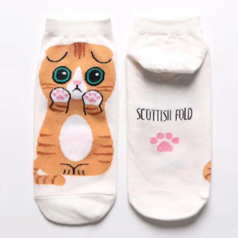 5 пар/комплект женских носков с милым мультяшным котом, дышащие, идеально подходят для повседневной носки