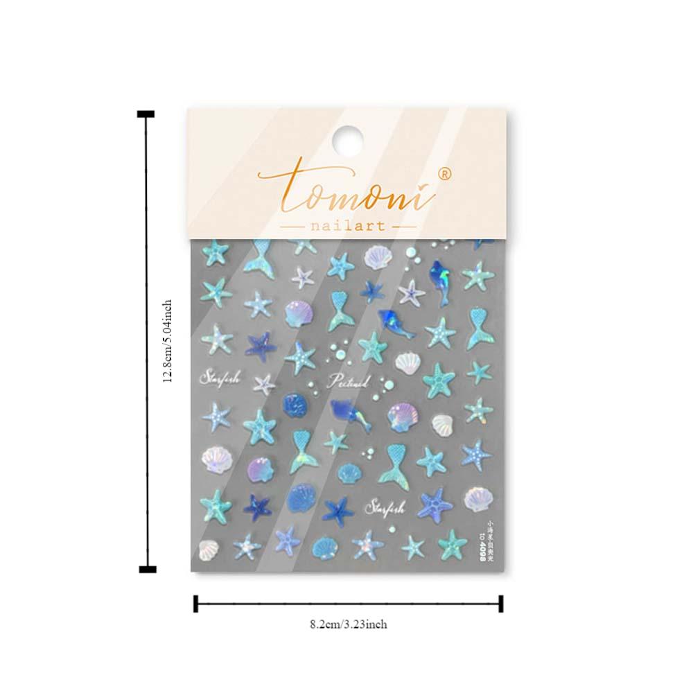 Наклейки для ногтей «Морская звезда» с изображением океана, украшения для ногтей «Синий зеленый океан», желейные наклейки для ногтей «Океан» для женщин и девочек
