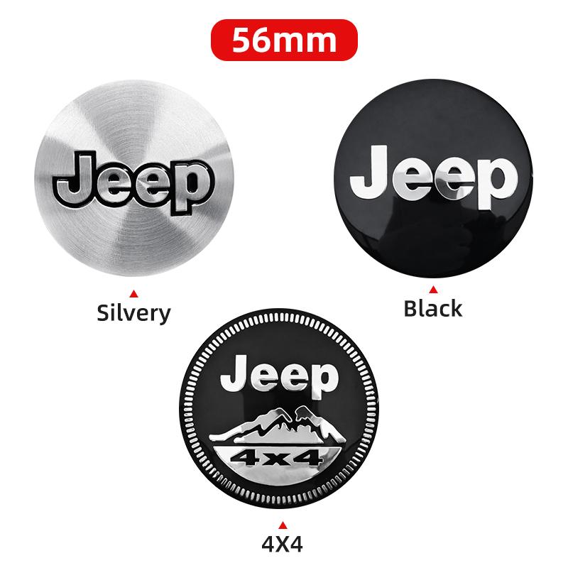 3D 4pcs 56mm 60mm 65mm Car Wheel Center Hub Cap Stickers Decal For Jeep Grand Cherokee Wrangler JK Gladiator Compass Renegade NXJPT1