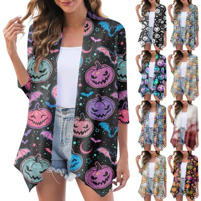 Женский модный повседневный уютный кардиган-жакет на Хэллоуин