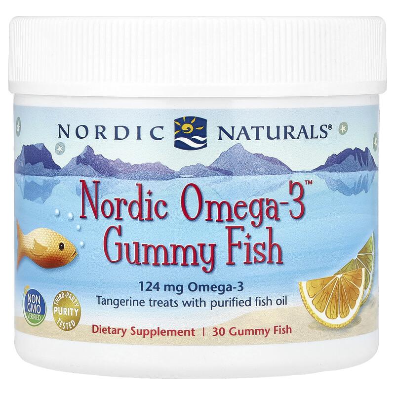 Nordic Omega-3 Gummy Fish, Tangerine Treats, 124 mg, 30 Gummy Fish