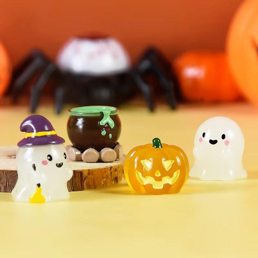 Pumpkin Halloween Ghost Miniatures DIY Ghost Ornament Creative Halloween Luminous Ornament Desktop