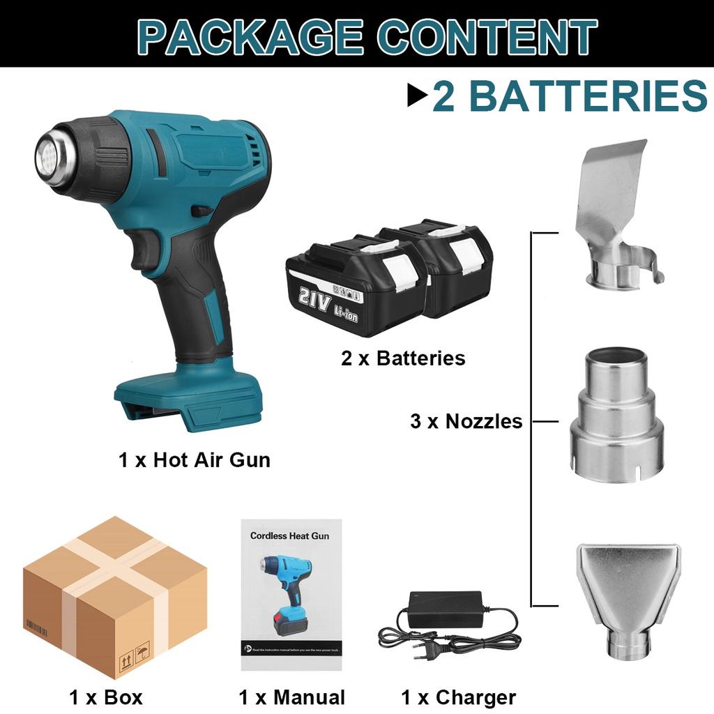 1000W 550L/min Cordless Power Tool Heat Guns Electric Hot Air Guns Dryer for Soldering Shrink Wrapping Tools For 18V Battery