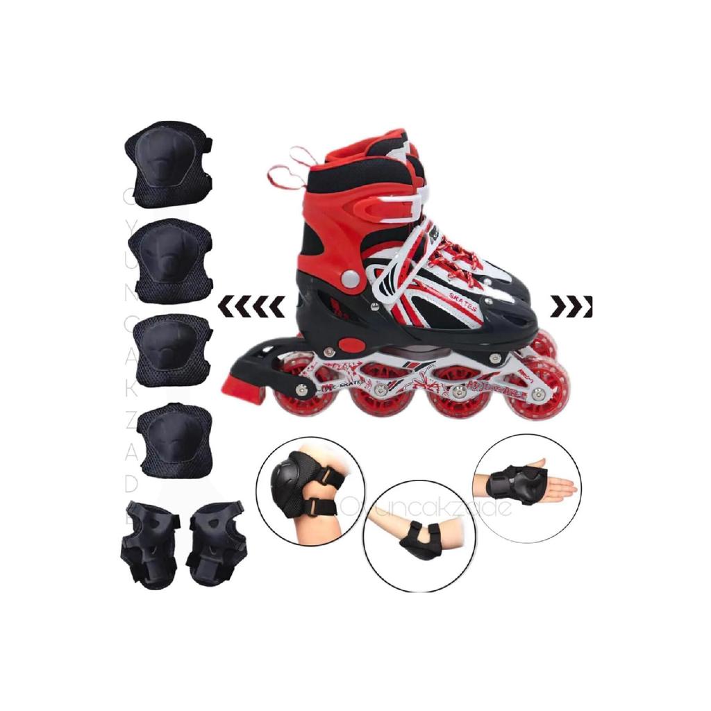 Регулируемые коньки 2 в 1 с подсветкой, металлическое тело, сумка для катания на коньках, наколенник, подарок, один светодиодный подарок