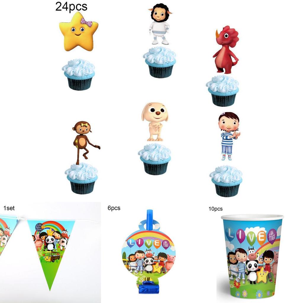 Принадлежности для дня рождения в стиле Little Baby Bum с праздничной посудой и декором