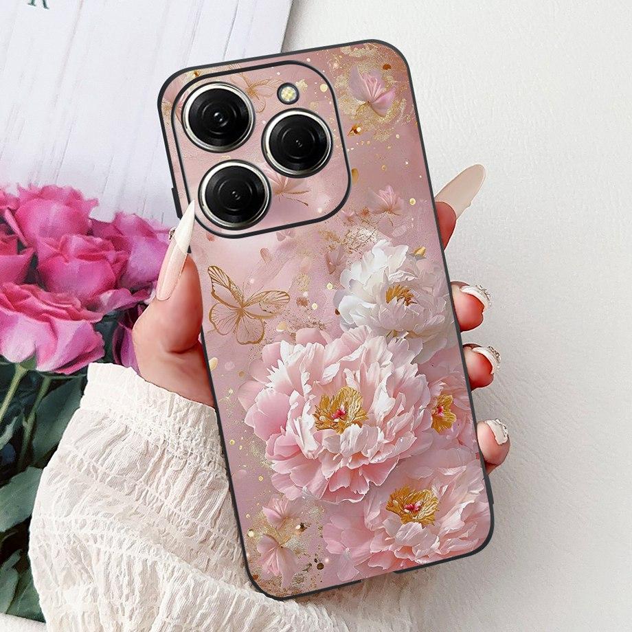 Роскошный матовый силиконовый мягкий чехол для Tecno Spark 20 20Pro 20 Pro+ 4G 5G Spark 20C KJ7 KJ6 KJ5 BG7 Чехол Цветок Любящее Сердце