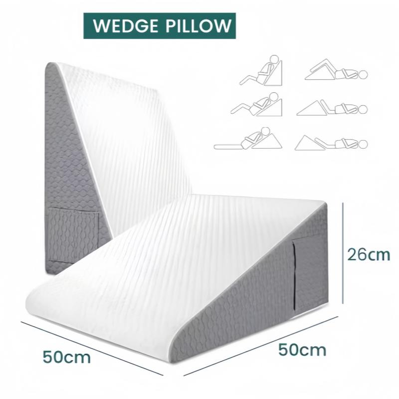 Memory Foam Top Washable Bed Pillow Neck Back Pain Support Cozy Reading Elevated Body Wedge Pillow