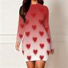 2025 Осень и Зима Новое 3D Принт с Любовным Узором и Окрашивание Женская Мода Платье с Длинным Рукавом и Круглым Вырезом, Облегающее Бедра Ограниченная Серия ко Дню Святого Валентина