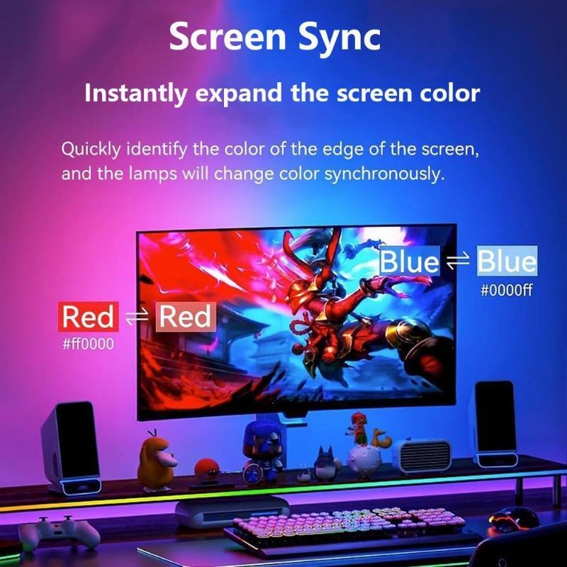 Monitor Led Backlights, RGB Pc Light for Monitor, Smart Led Light Monitor That Sync with Screen Color Or Music, LEDs for Desk Gaming, USB Port,  24in
