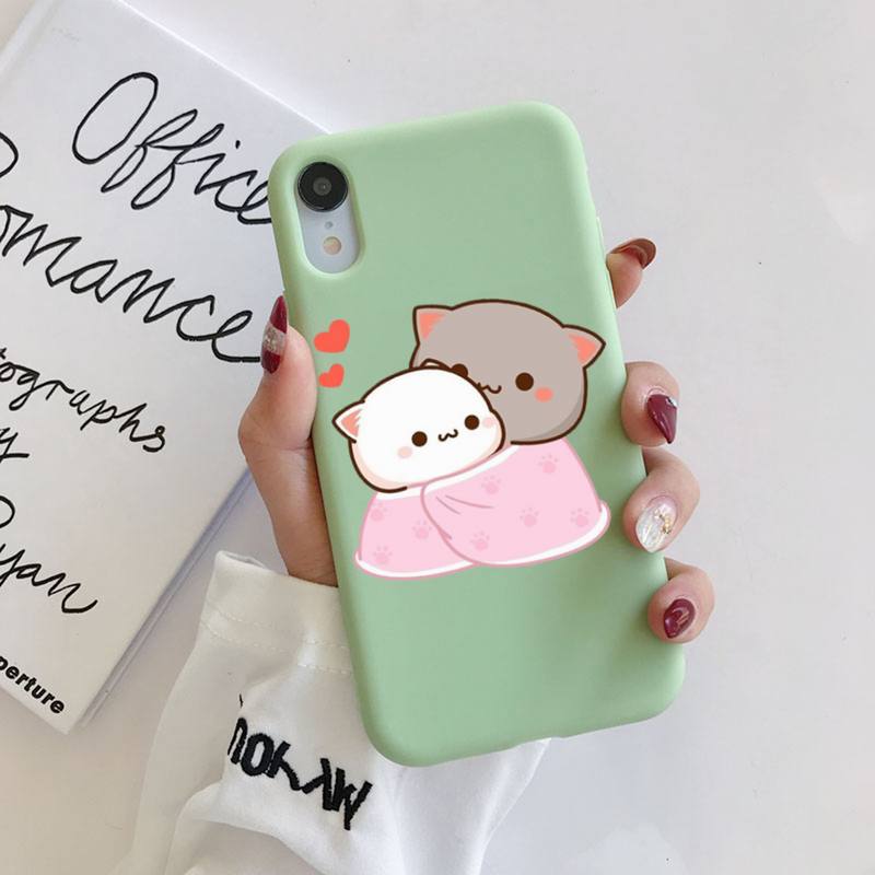 FHNBLJ Mochi Peach Goma Cat Чехол для телефона Мягкий однотонный чехол для iPhone 11 12 13 mini pro XS MAX 8 7 6 6S Plus X XR
