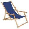 Transat De Jardin Chaise Longue Pliante En Bois Imprégné - SPRINGOS - Bleu Marine