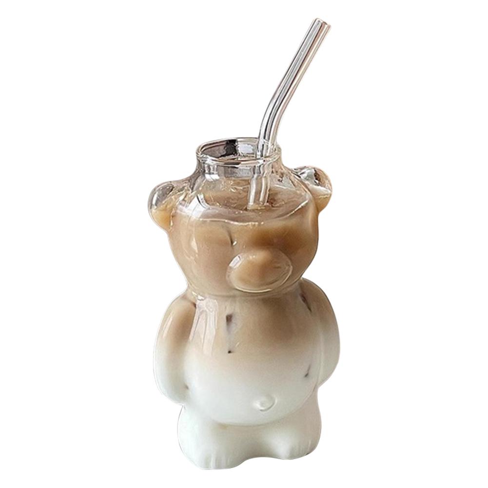 Кружка для кофе в форме мультяшного медведя, прозрачная стеклянная чашка, оригинальный стакан для сока, посуда для напитков, подарок на день рождения для подруг, женщин