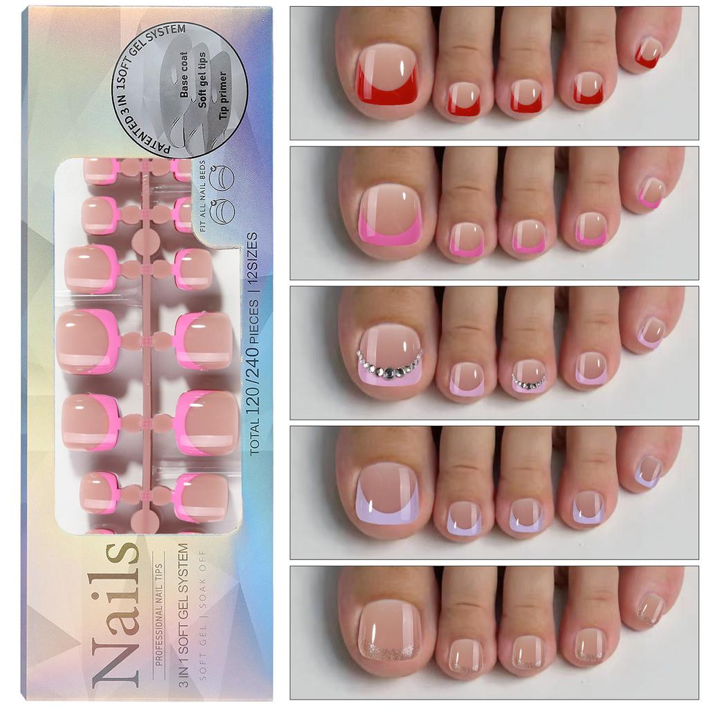 Nails French Toenails for Foot Nails Finished Wear Nails and Nails Matte Toenail Patches