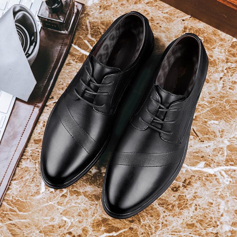 Men's Genuine Leather Lace-Up Oxford Shoes Classic Formal Business Dress Shoes Comfortable Slip-Resistant Sole for Wedding Flats