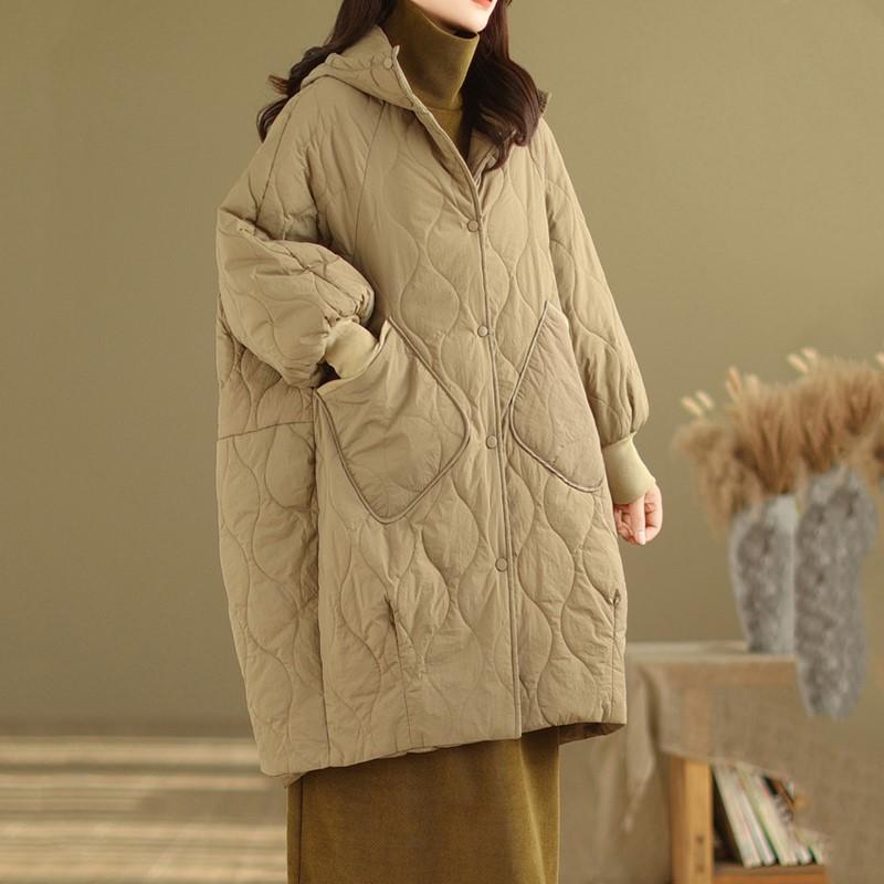 Autumn Spring Winter Cotton Padded Oversized Outerwears Women Casual Loose Jacket Coat
