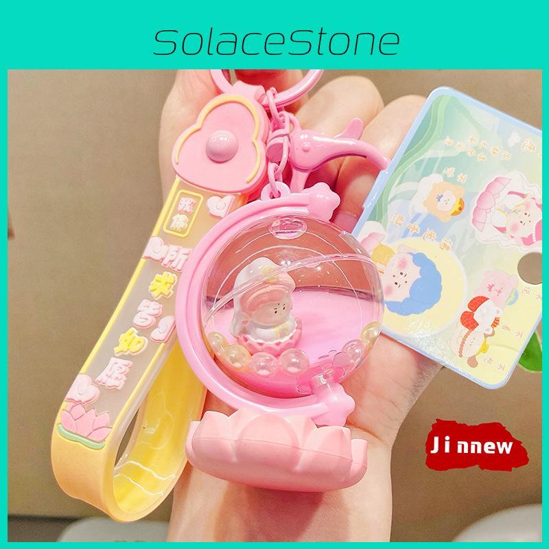 Playful Cartoon Buddha Earth Globe Hanging Ornament For Creative Keychain Designs