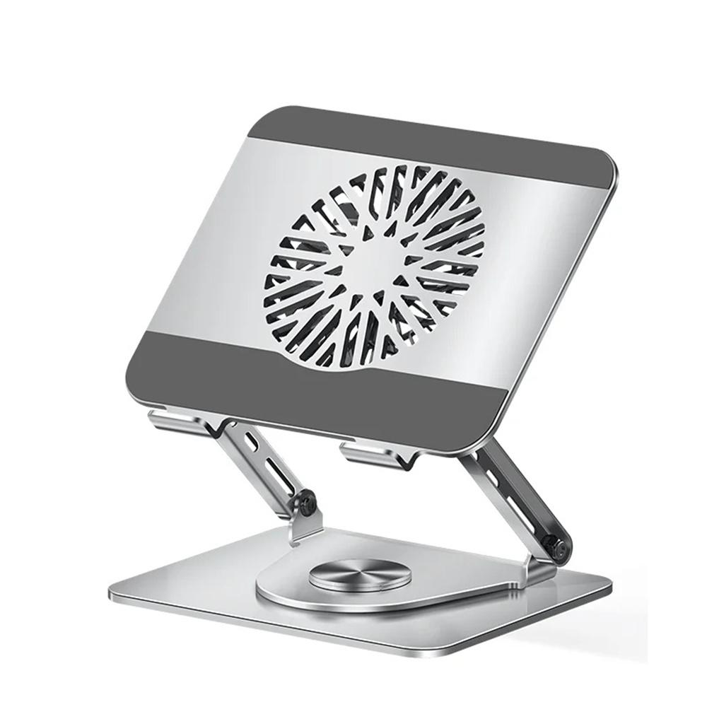 Carbon Steel Laptop Stand with RGB Light Fan 360 Degree Rotation Gaming Office Cooling Bracket