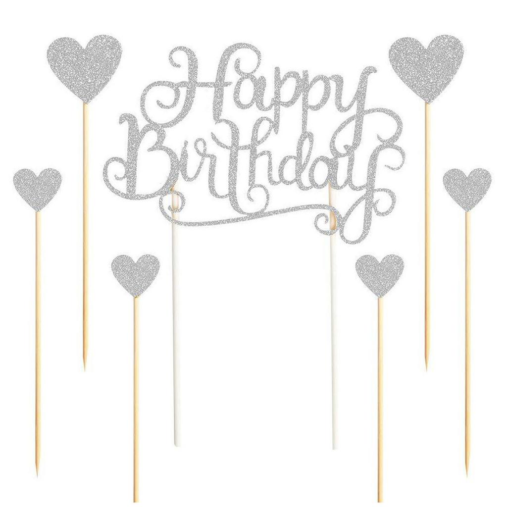 Cake Topper Glitter Letters Cupcake Decoration Card Birthday Party Decor Supplies