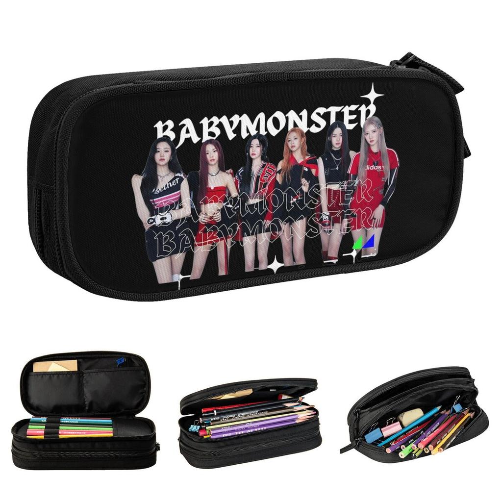 KPOP Babymonster Музыкальный пенал Классический держатель для ручек Сумки Студенческий Большое хранилище Студенты Школьный Пенал на молнии