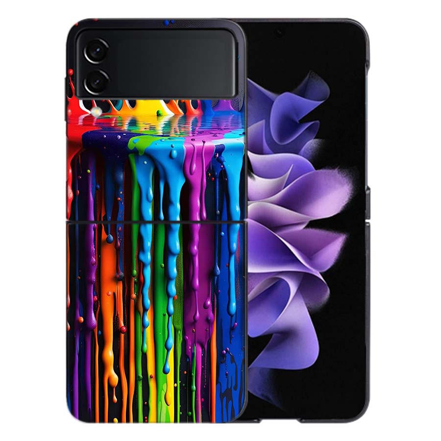Яркий Цветной Брызги Чернил Чехол Для Samsung Z Flip7 6 Galaxy Чехол Ударопрочный Z Flip5 Z Flip3 4 5G Жесткая Крышка Телефона ТПУ ПК Хар