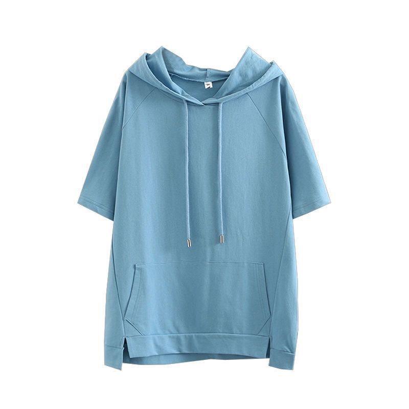 Oversize 4XL свободные толстовки женские хлопковые толстовки летние короткие рукава тонкие футболки женские повседневные пуловеры топы верхняя одежда