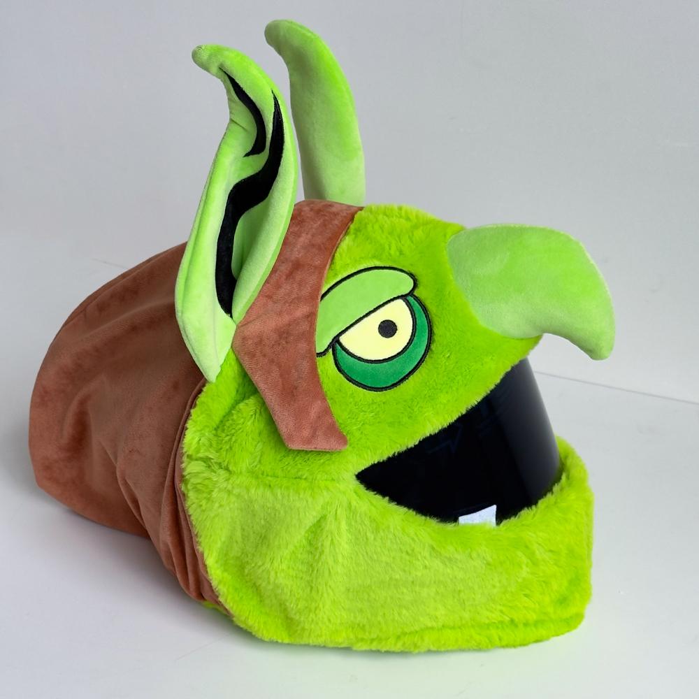 Motorcycle Full Helmet Cover Cartoon Plush Green Animal Helmet Cover Fabric Protection Funny Helmet Cover Motorcycle Accessories