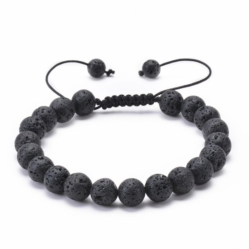 Регулируемые браслеты из натурального камня, лавовые бусины, браслеты и браслеты для женщин и мужчин, плетеные браслеты с подвесками в виде чакры