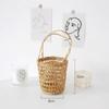 With Handle Straw Woven Basket Picnic Props Storage Basket Practical Tea Cup Cover
