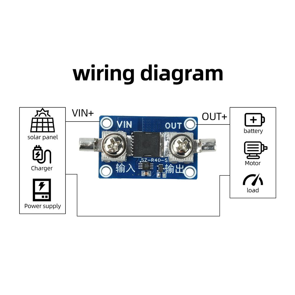 100A 65A 40A Ideal Diode Module No‑Ground Anti‑Reverse Current Anti‑Backfeed Protection for Solar Charging Battery Power System