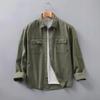 Мужская свободная рубашка из японского бренда в стиле милитари зеленого цвета из твила — ретро-американский стиль для весны и осени