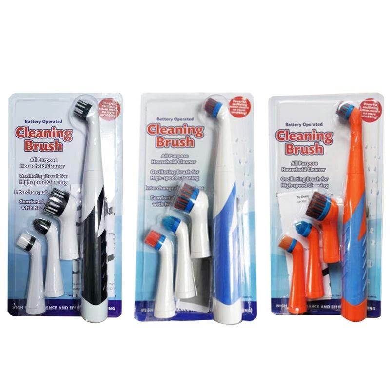 Электрическая чистящая щетка-скрабер с 4 насадками для домашней ванны, плитки, пола