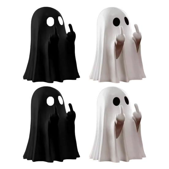 1/2/3/4/6Pcs Halloween Middle Finger Ghost Figurine Mini Spooky Ghost Statue Holiday Party